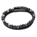 Tiger Eye Natural Stone Beaded Bracelet Women Men Elasticity Bangle hand Jewelry - Grey Lava V528-SQ00043-HU-578572