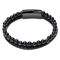 Tiger Eye Natural Stone Beaded Bracelet Women Men Elasticity Bangle hand Jewelry - Blue Stone V528-SQ00044-BLUE-480640
