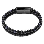 Tiger Eye Natural Stone Beaded Bracelet Women Men Elasticity Bangle hand Jewelry - Blue Stone V528-SQ00044-BLUE-480640