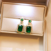 Vintage Paraiba Tourmaline Emerald Gemstone Earrings Ring Necklace Women Gift - Earring V528-SQ00097-EH-344889
