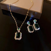 Vintage Paraiba Tourmaline Emerald Gemstone Earrings Ring Necklace Women Gift - Earring V528-SQ00097-EH-344889