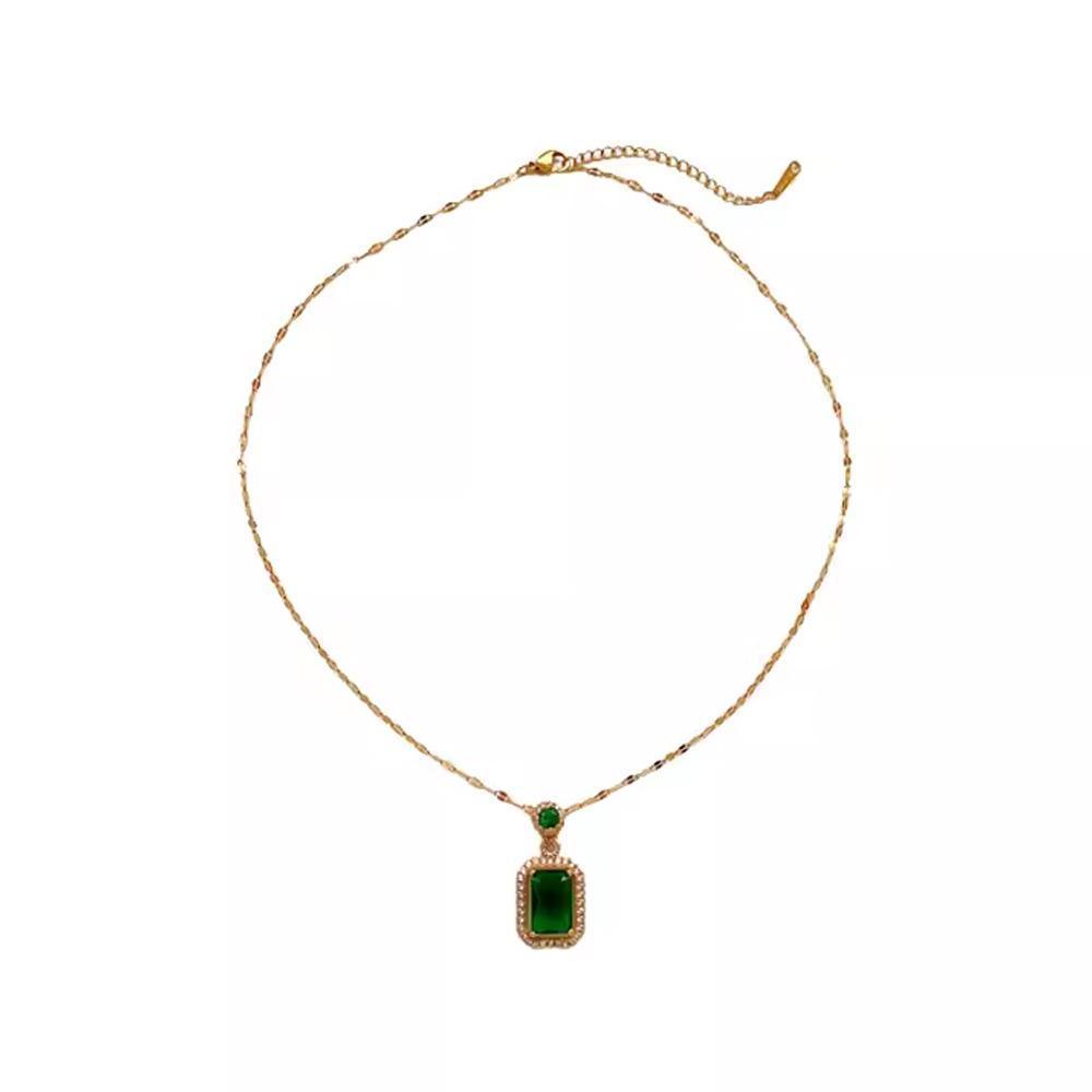 Vintage Paraiba Tourmaline Emerald Gemstone Earrings Ring Necklace Women Gift - Necklace V528-SQ00098-XL-892462