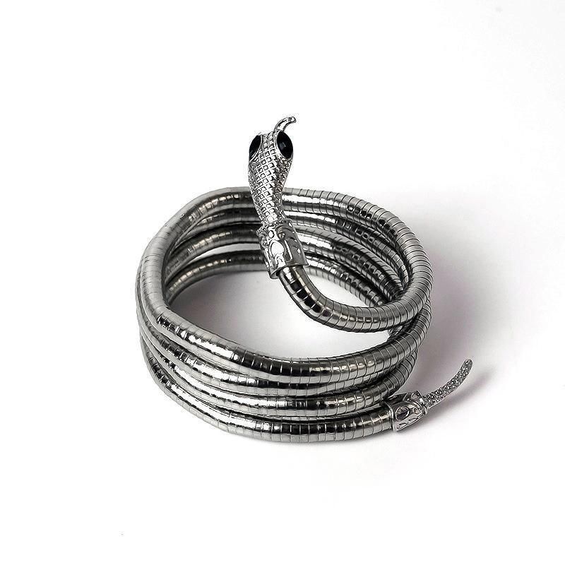 Adjustable Punk Snake Choker Necklace & Flexible Wrap Bracelet Collar Setllar - Golden V528-SQ00115-S-GOLD-917577