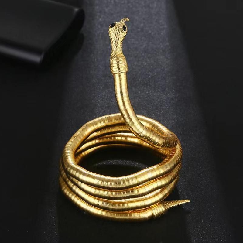 Adjustable Punk Snake Choker Necklace & Flexible Wrap Bracelet Collar Setllar - Golden V528-SQ00115-S-GOLD-917577