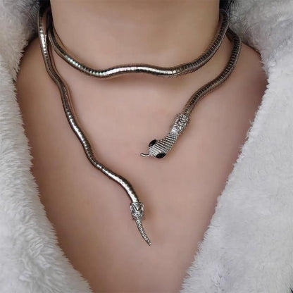Adjustable Punk Snake Choker Necklace & Flexible Wrap Bracelet Collar Setllar - Golden V528-SQ00115-S-GOLD-917577