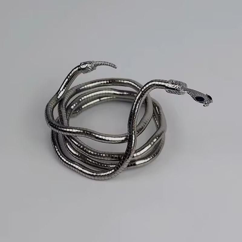 Adjustable Punk Snake Choker Necklace & Flexible Wrap Bracelet Collar Setllar - Golden V528-SQ00115-S-GOLD-917577