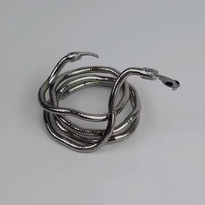 Adjustable Punk Snake Choker Necklace & Flexible Wrap Bracelet Collar Setllar - Golden V528-SQ00115-S-GOLD-917577