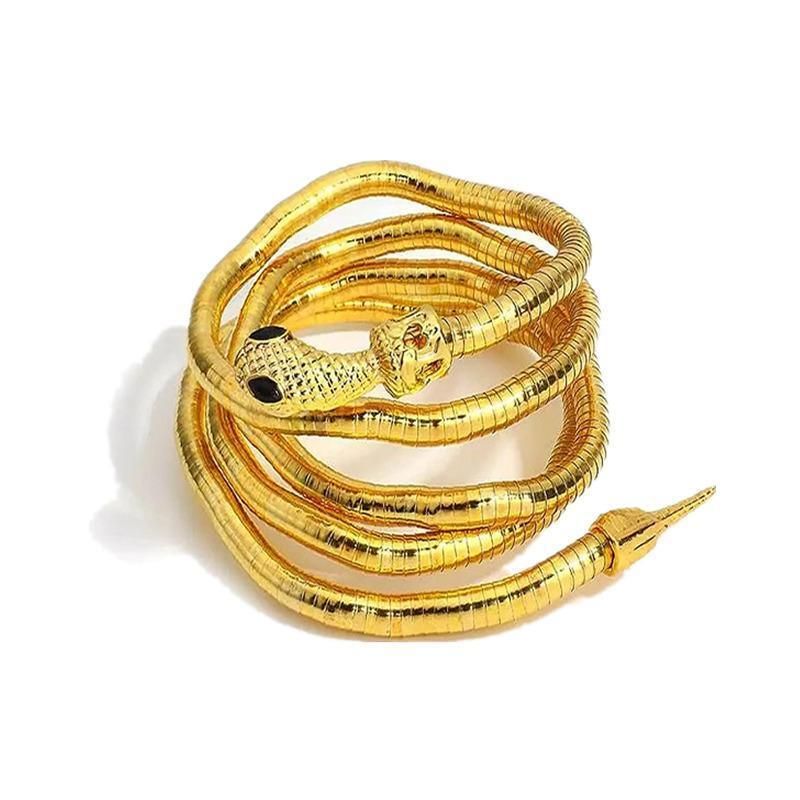 Adjustable Punk Snake Choker Necklace & Flexible Wrap Bracelet Collar Setllar - Golden V528-SQ00115-S-GOLD-917577