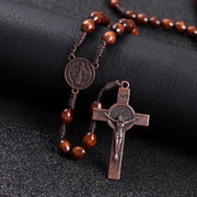 1PC Wooden Rosary Beads Necklace Christian Cross Catholic Rosary Beads V528-SQ00161-NZ-SZJ-702529