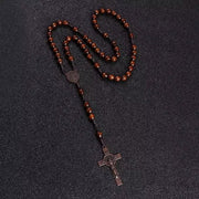 1PC Wooden Rosary Beads Necklace Christian Cross Catholic Rosary Beads V528-SQ00161-NZ-SZJ-702529