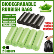 10Rolls Black Biodegradable Bin Liners Kitchen Garbage Bags 2.6GL,4GL,8GL,13GL - 50*60cm-10Rolls(1000Bags) V528-SQ183-BLACK-1000PCS-50X60CM-313616
