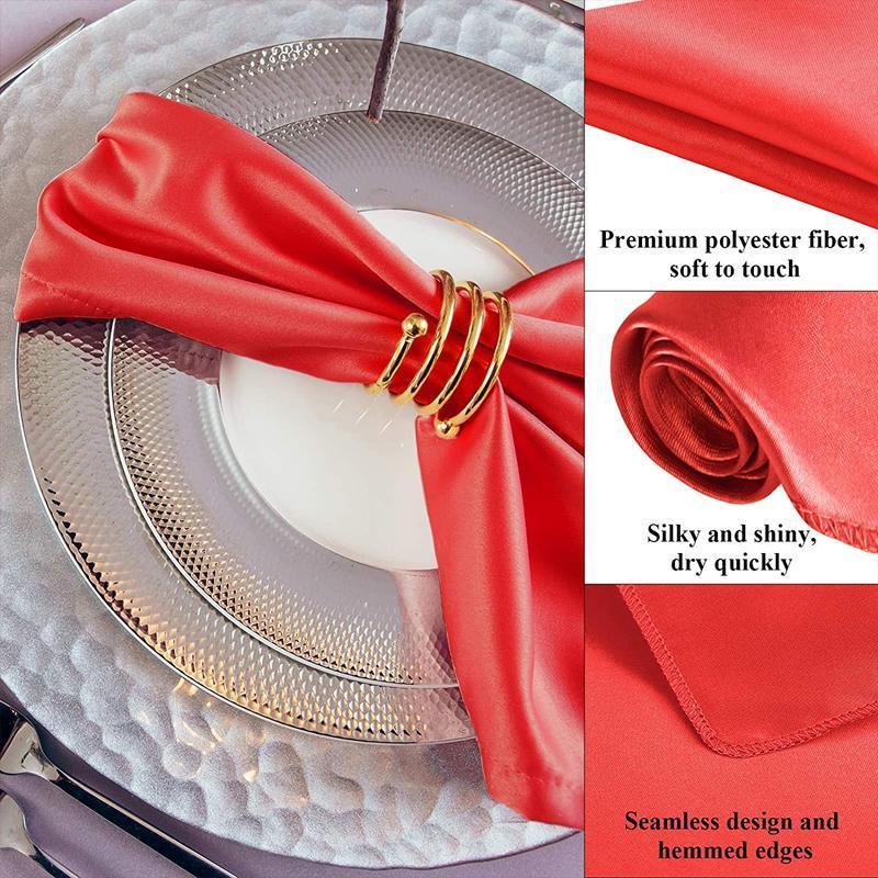 50PCS Polyester Plain Fabric Cotton Napkins For Wedding Cloth pc Table Dinner - Red V528-SQ198-CJ-RED-50PCS-43X43CM-257214