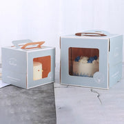 30PCS White Portable Cake Boxes Display Window Packing Case Party with Handle Birthday - 6 inch V528-SQ221-DGH-WHITE-6C-30PCS-215705