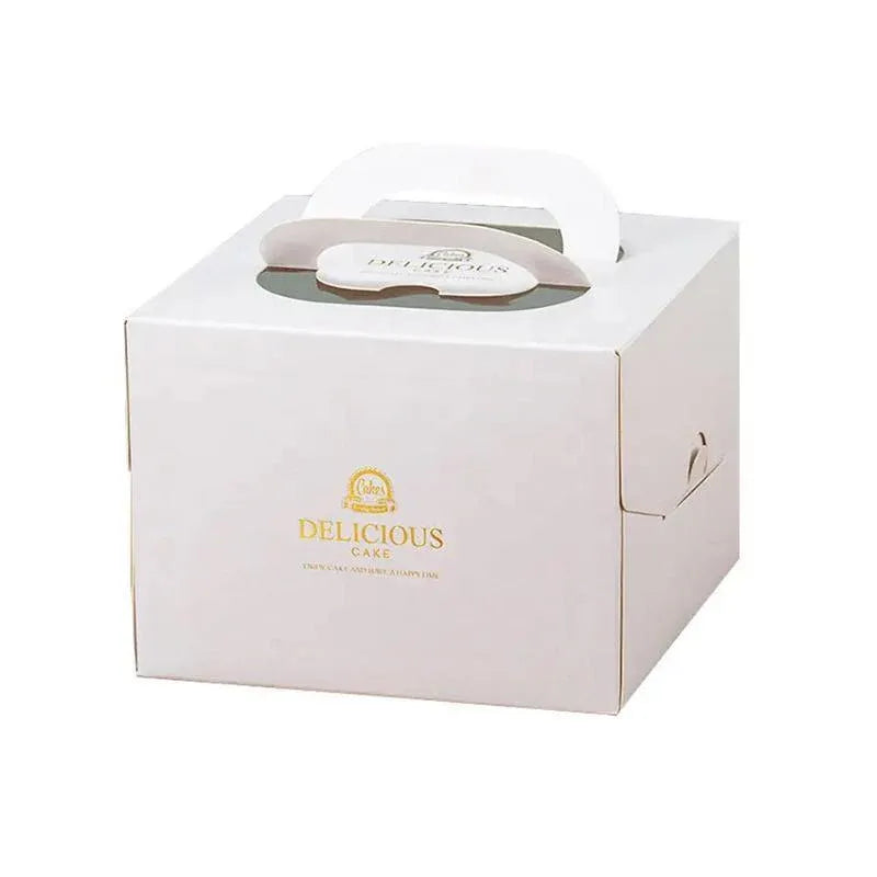 30PCS White Portable Cake Boxes Display Window Packing Case Party with Handle Birthday - 8 inch V528-SQ222-DGH-WHITE-8C-30PCS-625545