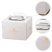 30PCS White Portable Cake Boxes Display Window Packing Case Party with Handle Birthday - 8 inch V528-SQ222-DGH-WHITE-8C-30PCS-625545