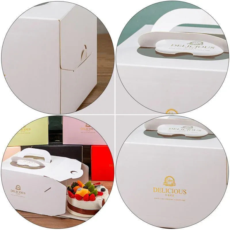 30PCS White Portable Cake Boxes Display Window Packing Case Party with Handle Birthday - 8 inch V528-SQ222-DGH-WHITE-8C-30PCS-625545