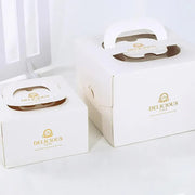 30PCS White Portable Cake Boxes Display Window Packing Case Party with Handle Birthday - 8 inch V528-SQ222-DGH-WHITE-8C-30PCS-625545
