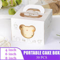 30PCS Bear Portable Cake Boxes Display Window Packing Case Party with Handle Birthday - 6 inch V528-SQ226-DGH-BEAR-6C-30PCS-318048