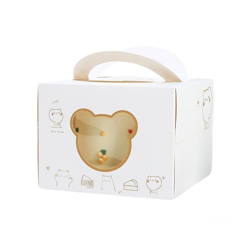 30PCS Bear Portable Cake Boxes Display Window Packing Case Party with Handle Birthday - 6 inch V528-SQ226-DGH-BEAR-6C-30PCS-318048