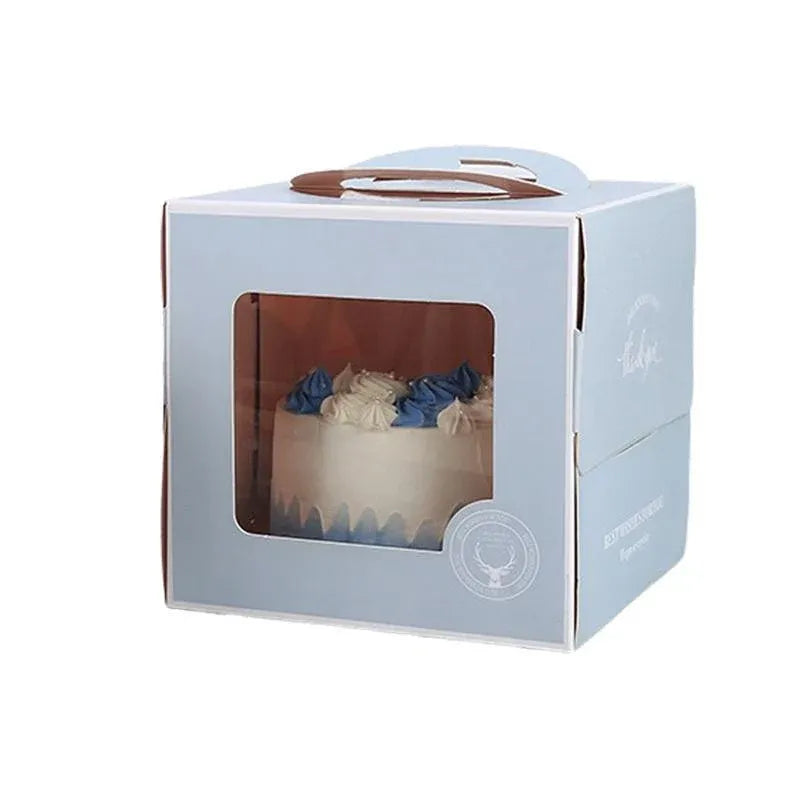 30PCS Grey Portable Cake Boxes Display Window Packing Case with Handle Birthday - 6 inch V528-SQ229-DGH-GREY-6C-30PCS-910157