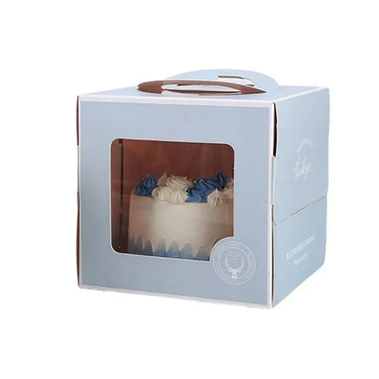 30PCS Grey Portable Cake Boxes Display Window Packing Case with Handle Birthday - 6 inch V528-SQ229-DGH-GREY-6C-30PCS-910157