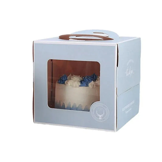 30PCS Grey Portable Cake Boxes Display Window Packing Case with Handle Birthday - 6 inch V528-SQ229-DGH-GREY-6C-30PCS-910157