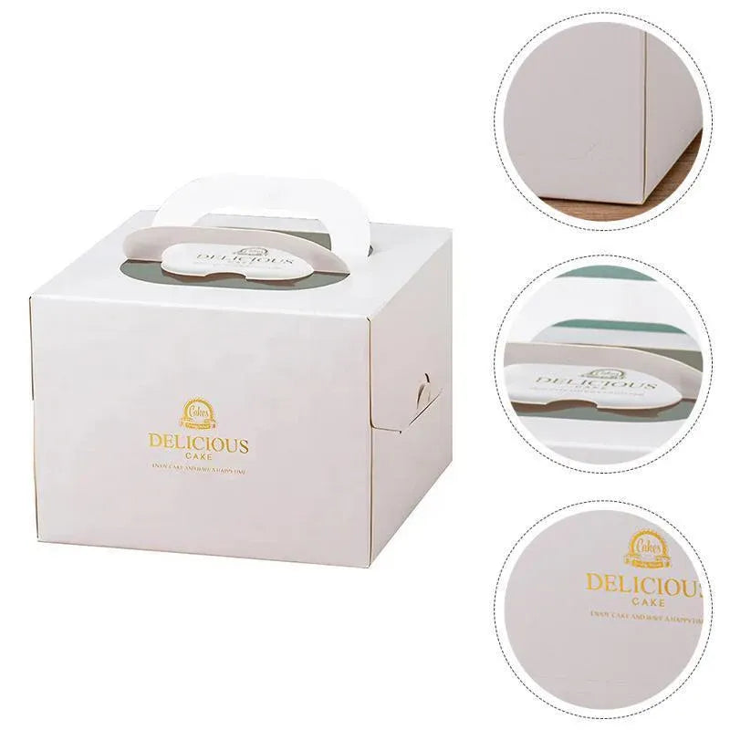 30PCS Grey Portable Cake Boxes Display Window Packing Case with Handle Birthday - 6 inch V528-SQ229-DGH-GREY-6C-30PCS-910157