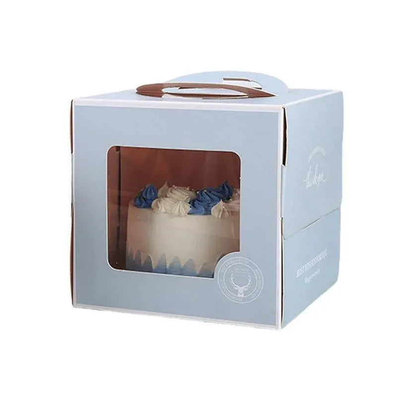 30PCS Grey Portable Cake Boxes Display Window Packing Case with Handle Birthday - 8 inch V528-SQ230-DGH-GREY-8C-30PCS-577529