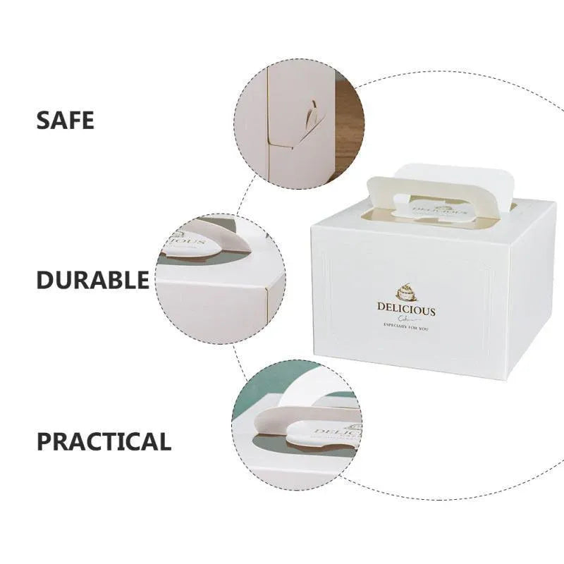 30PCS Grey Portable Cake Boxes Display Window Packing Case with Handle Birthday - 8 inch V528-SQ230-DGH-GREY-8C-30PCS-577529