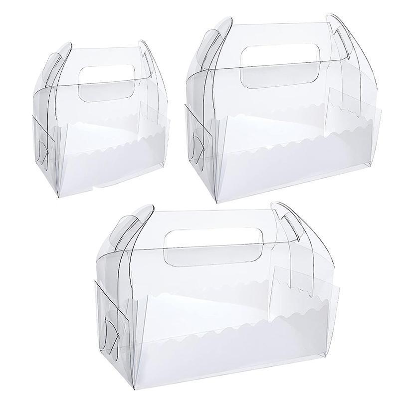50PCS Portable Pastry Boxes Portable Cake Box Paper Cookie Boxes Sandwich Box - S-Transparent+White inner tray V528-SQ296-MSH-CLEAR-S-50PCS-798216