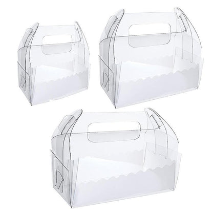 50PCS Portable Pastry Boxes Portable Cake Box Paper Cookie Boxes Sandwich Box - S-Transparent+White inner tray V528-SQ296-MSH-CLEAR-S-50PCS-798216