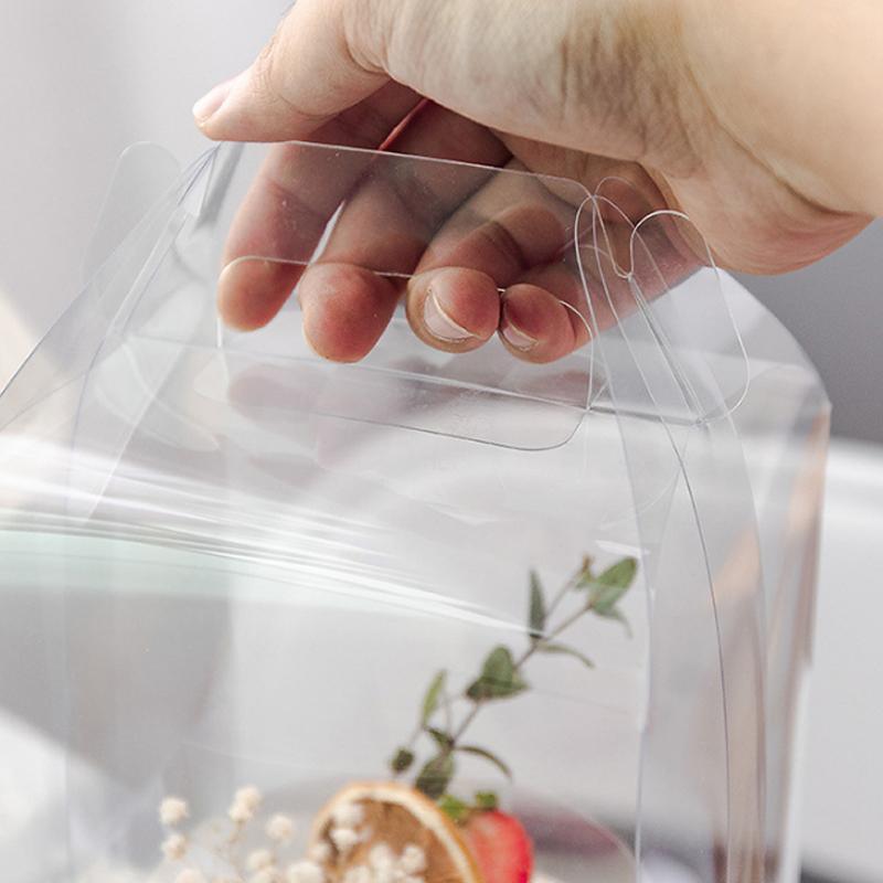 50PCS Portable Pastry Boxes Portable Cake Box Paper Cookie Boxes Sandwich Box - S-Transparent+White inner tray V528-SQ296-MSH-CLEAR-S-50PCS-798216