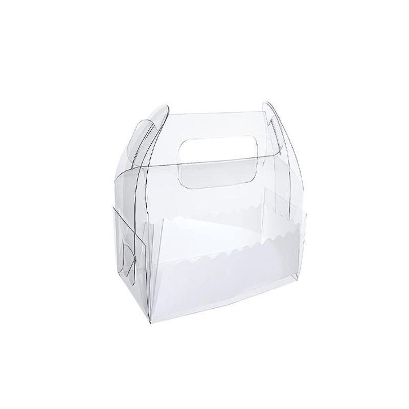 50PCS Portable Pastry Boxes Portable Cake Box Paper Cookie Boxes Sandwich Box - S-Transparent+White inner tray V528-SQ296-MSH-CLEAR-S-50PCS-798216