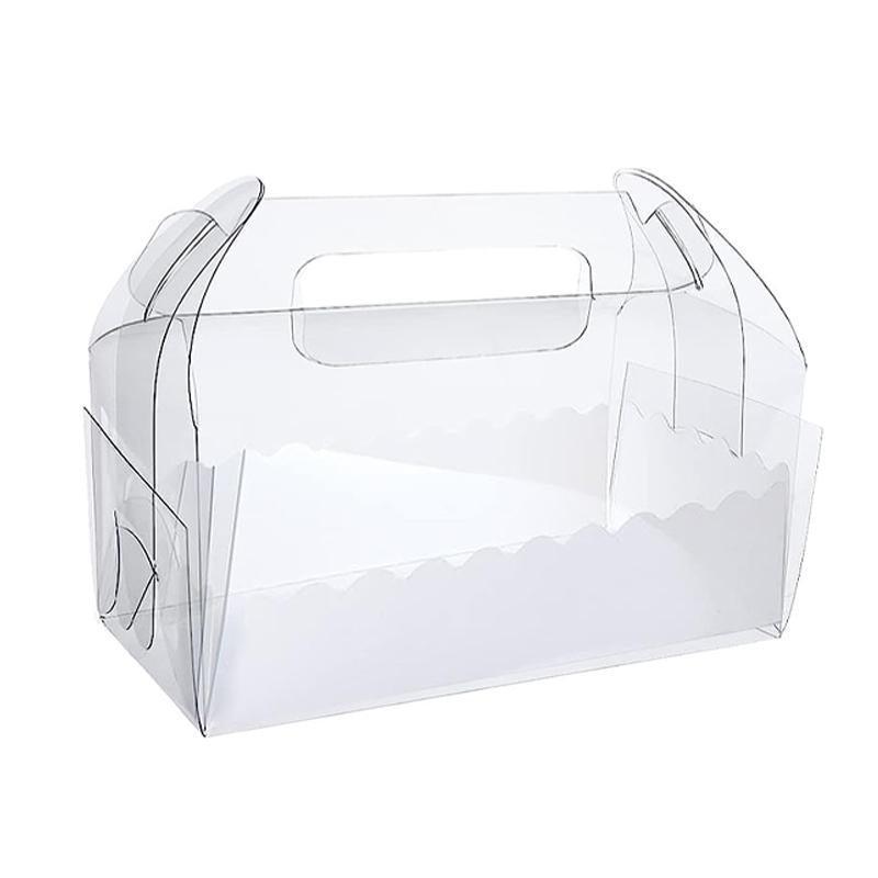 50PCS Portable Pastry Boxes Portable Cake Box Paper Cookie Boxes Sandwich Box - S-Transparent+White inner tray V528-SQ296-MSH-CLEAR-S-50PCS-798216