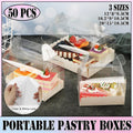 50PCS Portable Pastry Boxes Portable Cake Box Paper Cookie Boxes Sandwich Box - L-Transparent+White inner tray V528-SQ298-MSH-CLEAR-XL-50PCS-233667