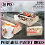 50PCS Portable Pastry Boxes Portable Cake Box Paper Cookie Boxes Sandwich Box - L-Transparent+White inner tray V528-SQ298-MSH-CLEAR-XL-50PCS-233667