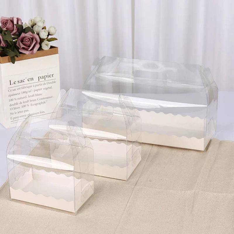 50PCS Portable Pastry Boxes Portable Cake Box Paper Cookie Boxes Sandwich Box - L-Transparent+White inner tray V528-SQ298-MSH-CLEAR-XL-50PCS-233667
