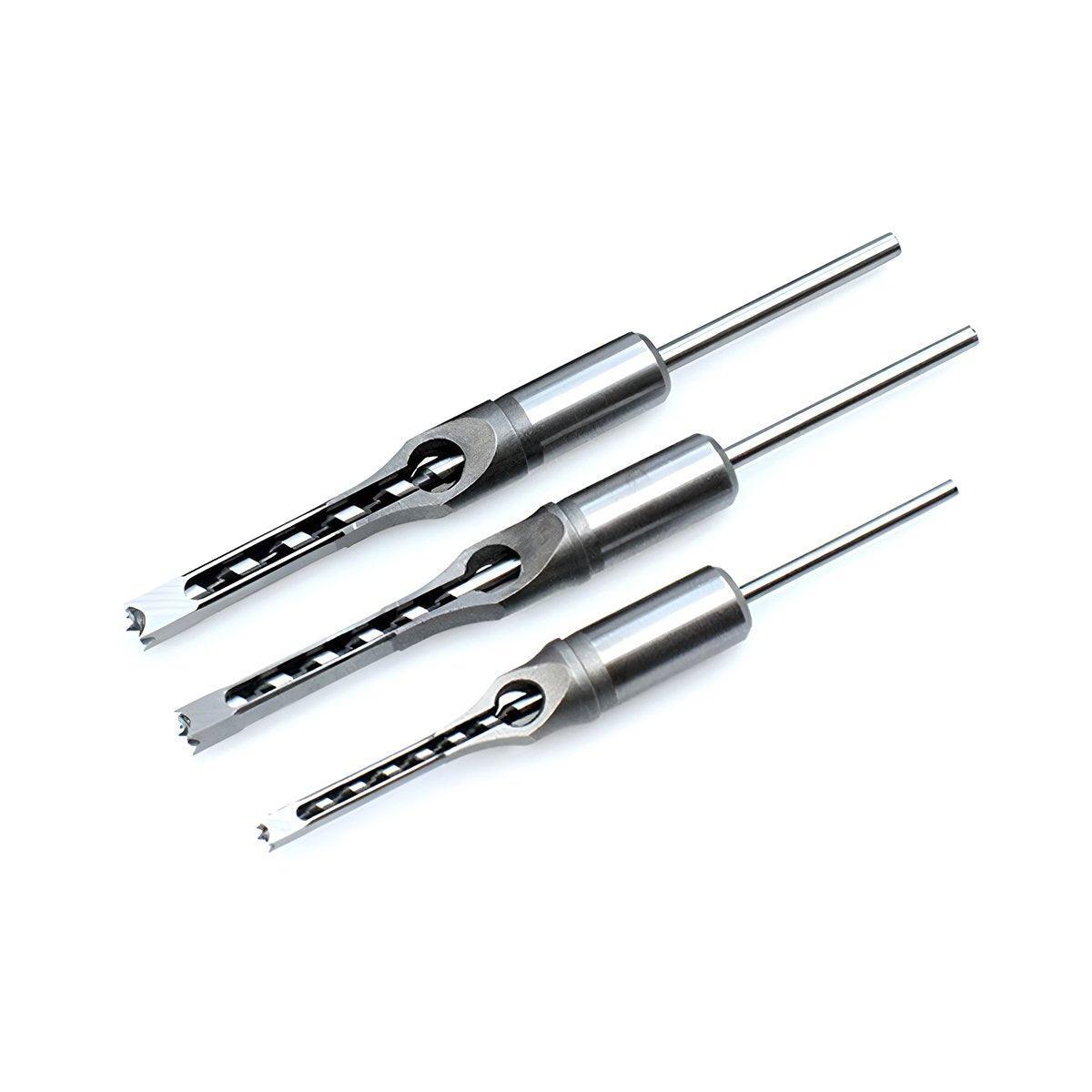 3x Square Hole Mortising Chisel Drill Bit Woodworking Saw Tools for Drilling V528-SQUARE-HOLE-DRILL-3PCS-247920