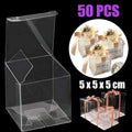50X Clear Macaron Square Boxes Bomboniere Wedding Favour Gift Packaging 5X5X5cm - 50PCS V528-SQUAREBO5-5-5-50PCS-55143