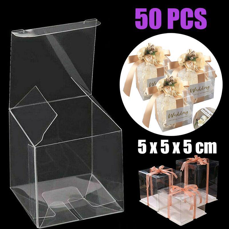50X Clear Macaron Square Boxes Bomboniere Wedding Favour Gift Packaging 5X5X5cm - 50PCS V528-SQUAREBO5-5-5-50PCS-55143
