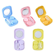 Pocket Plastic Mini Contact Lens Case Kit Outdoor Travel Holder Mirror Container - Green V528-SQUAREGLASSESCASE-GREEN-42142