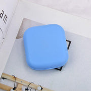 Pocket Plastic Mini Contact Lens Case Kit Outdoor Travel Holder Mirror Container - Green V528-SQUAREGLASSESCASE-GREEN-42142