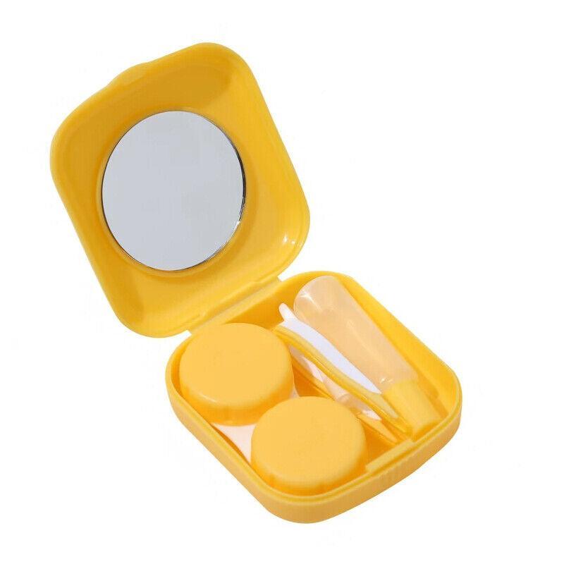 Pocket Plastic Mini Contact Lens Case Kit Outdoor Travel Holder Mirror Container - Green V528-SQUAREGLASSESCASE-GREEN-42142
