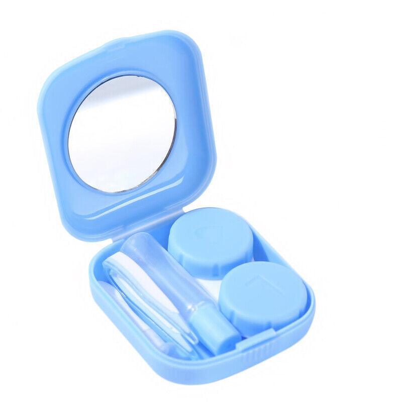 Pocket Plastic Mini Contact Lens Case Kit Outdoor Travel Holder Mirror Container - Green V528-SQUAREGLASSESCASE-GREEN-42142