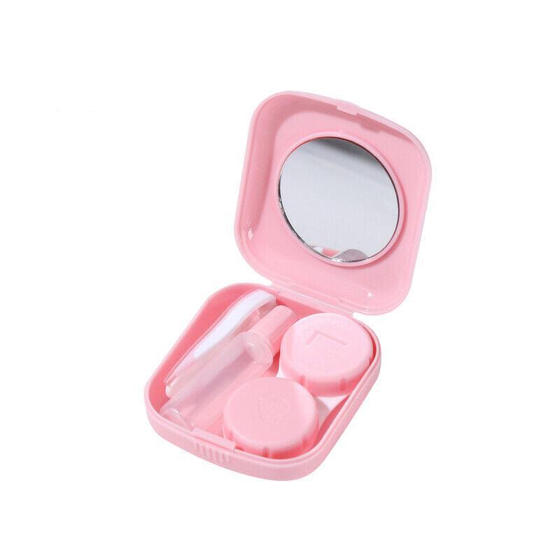 Pocket Plastic Mini Contact Lens Case Kit Outdoor Travel Holder Mirror Container - Green V528-SQUAREGLASSESCASE-GREEN-42142