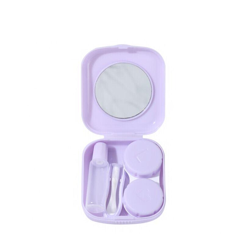 Pocket Plastic Mini Contact Lens Case Kit Outdoor Travel Holder Mirror Container - Green V528-SQUAREGLASSESCASE-GREEN-42142