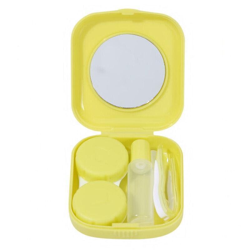 Pocket Plastic Mini Contact Lens Case Kit Outdoor Travel Holder Mirror Container - Green V528-SQUAREGLASSESCASE-GREEN-42142