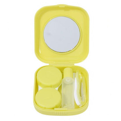 Pocket Plastic Mini Contact Lens Case Kit Outdoor Travel Holder Mirror Container - Yellow V528-SQUAREGLASSESCASE-YELLOW-51455