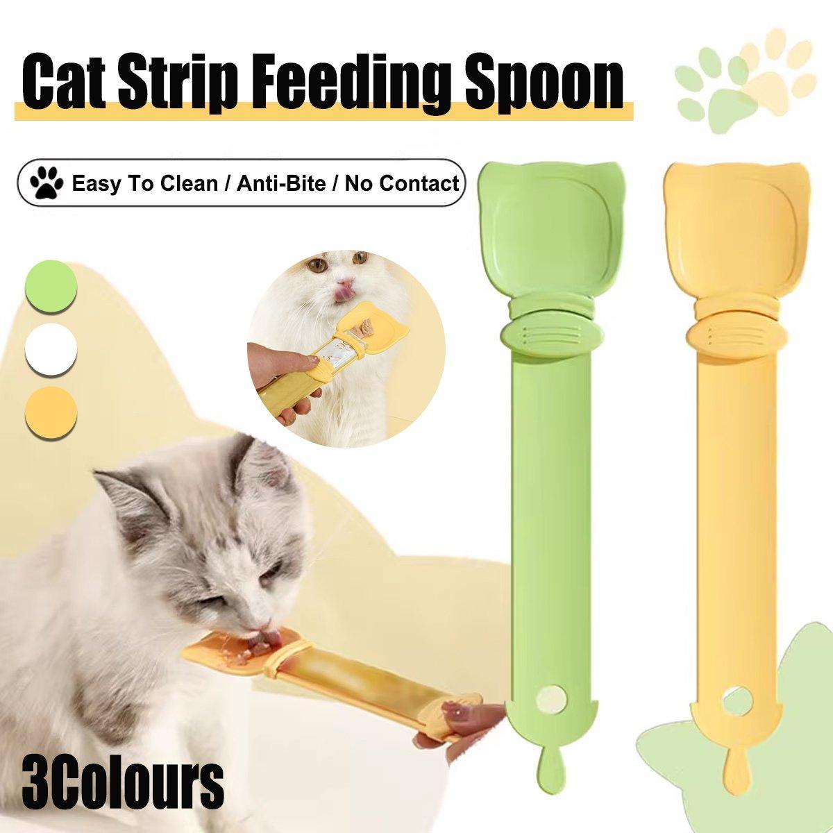 Cat Strip Scoop Squeezer Feeder Snack Spoon Easy Cat Feeding Treats - White V528-SQUEEZING-SPOON-WHITE-916652