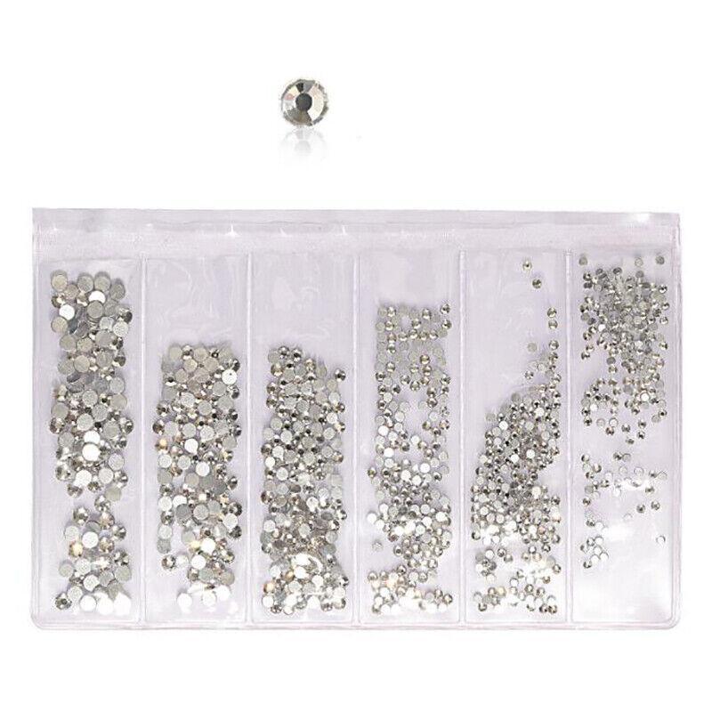 1440Pcs Glitter Rhinestones Crystal Clear Flat Bottom Glass Nail Art Nail Drill - AB V528-SS4-SS16-AB-54883